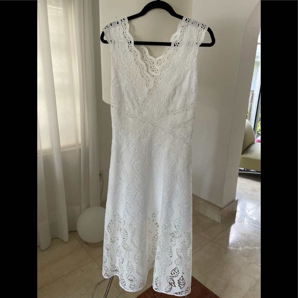 Sandro White midi dress